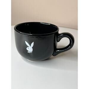 VTG Playboy Bunny Black Coffee Mug 20oz Ceramic Rabbit Logo White Spencer’s Y2K